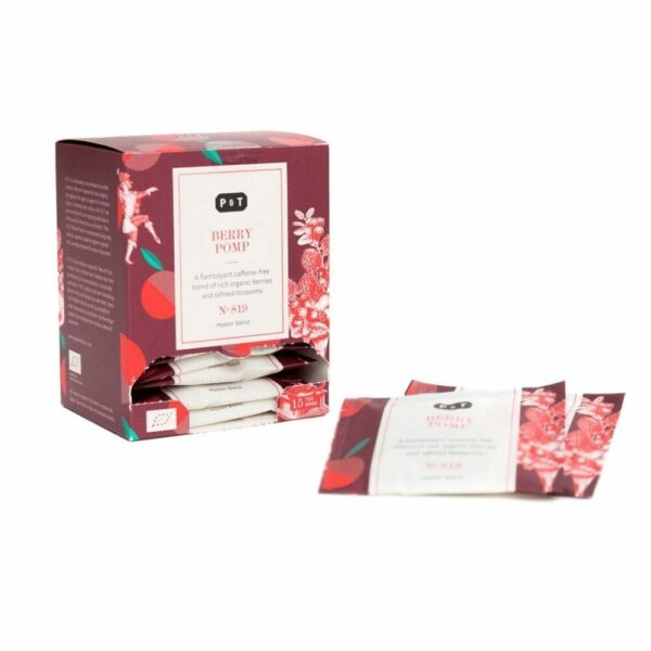 Berry Pomp is a flamboyant caffeine-free organic fruit tea made of rich berries and refined blossoms