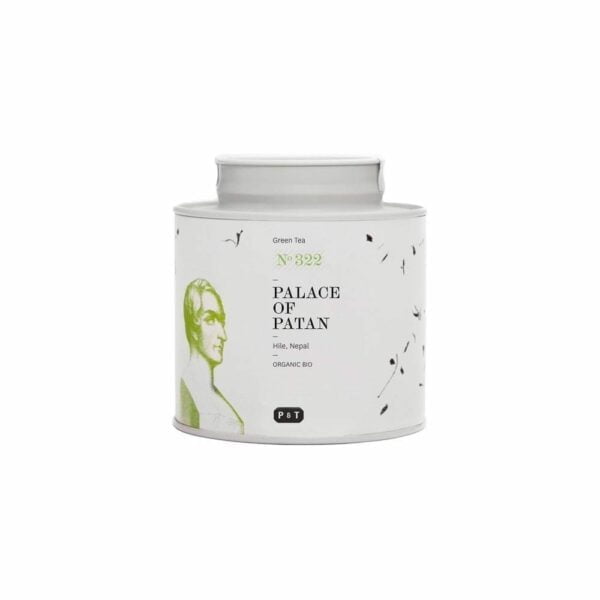 Palace of Patan green tea in the metal tea bin